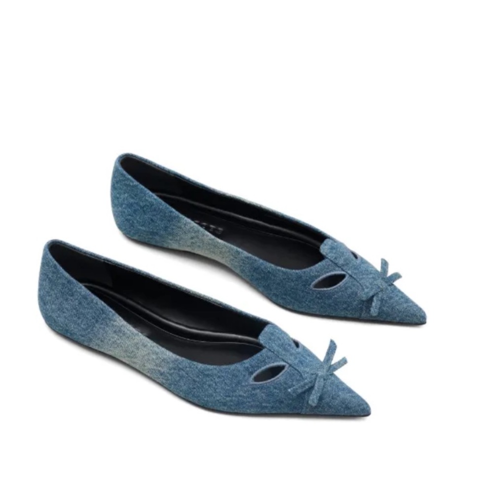 Marc Jacobs Pat Blue Denim Pointed Flats Ballerinas EU37